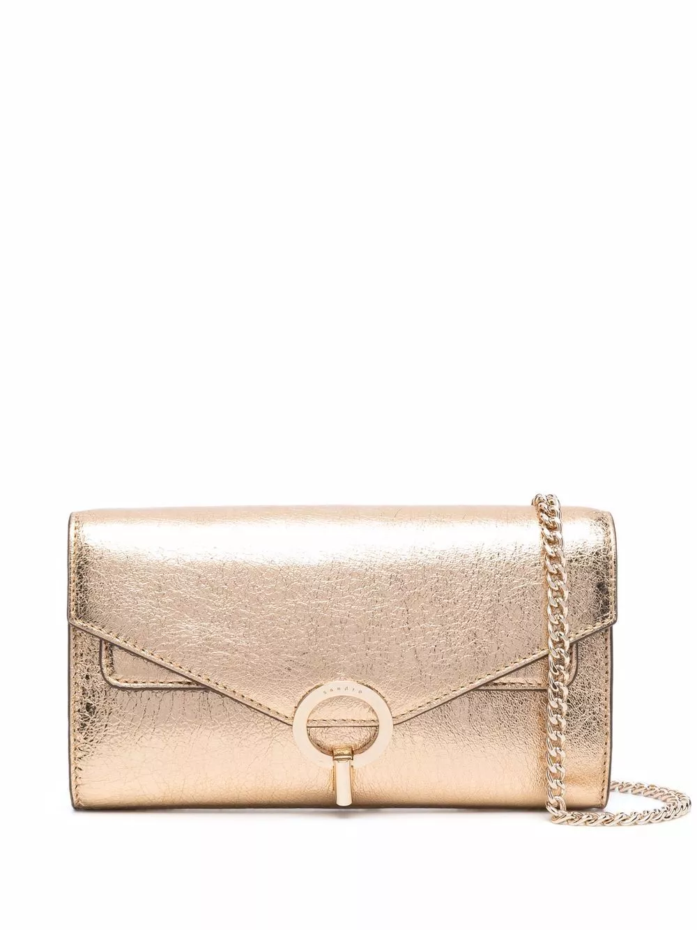 Affordable SANDRO metallic-finish clutch bag Women 0114